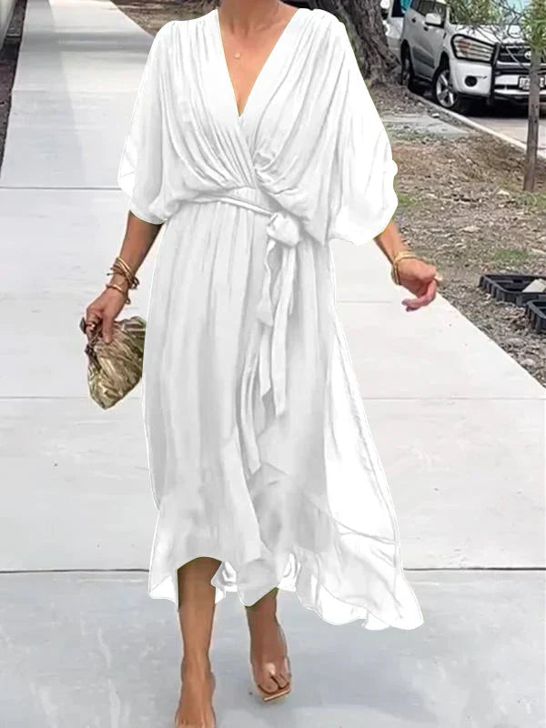 Ramilya - Rochie din Sifon cu Decolteu în V