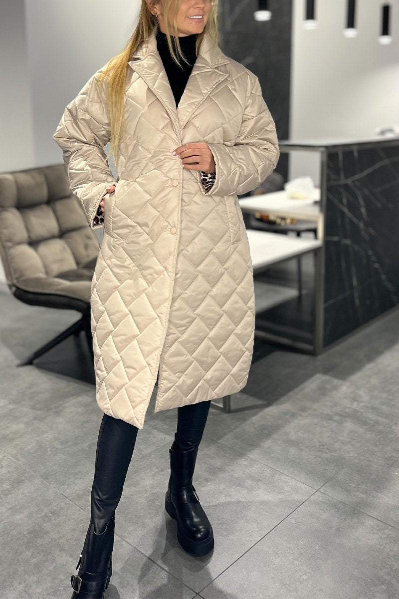 Daisy - Palton Casual din Bumbac, cu Rever, Lungime Medie