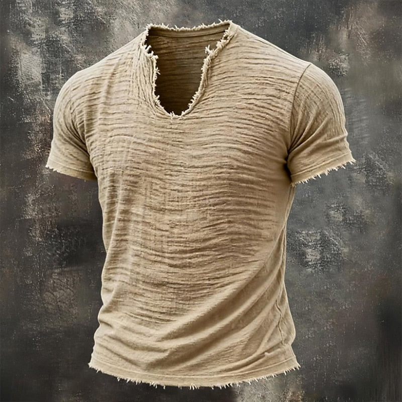 Pavel - Tricou Vintage Cu Decolteu În V