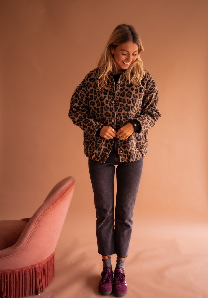 Leana - Jachetă Respirabilă Cu Imprimeu Leopard