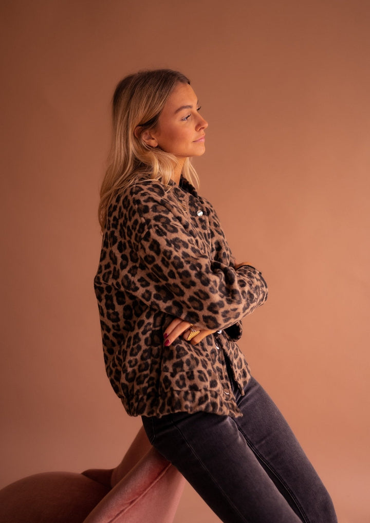 Leana - Jachetă Respirabilă Cu Imprimeu Leopard