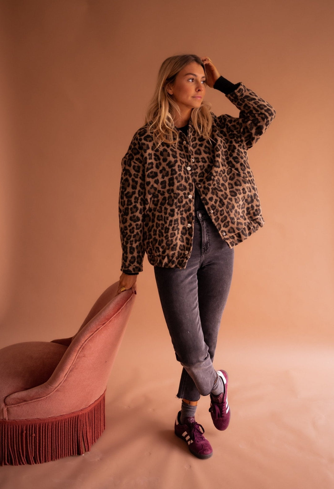 Leana - Jachetă Respirabilă Cu Imprimeu Leopard