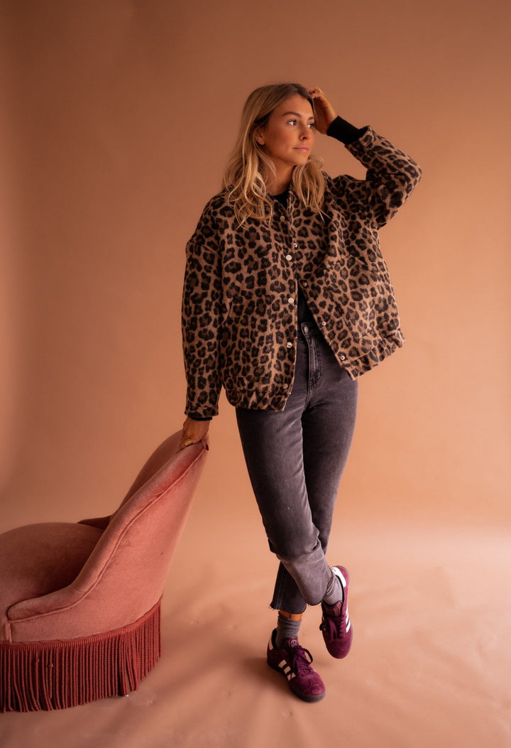 Leana - Jachetă Respirabilă Cu Imprimeu Leopard