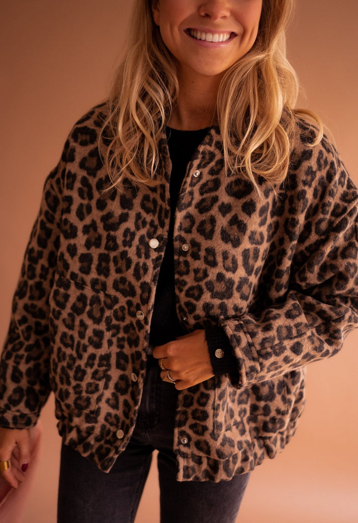 Leana - Jachetă Respirabilă Cu Imprimeu Leopard