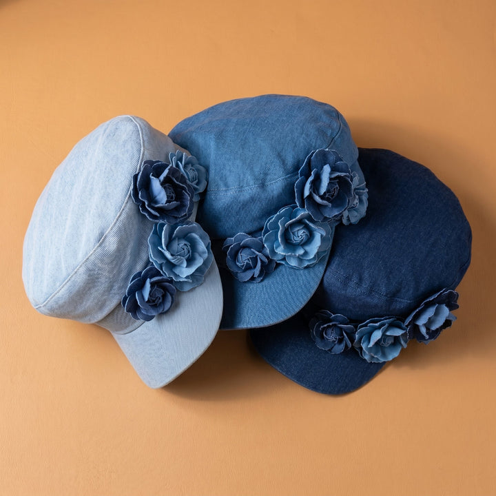 Nelisha - Șapcă Din Denim Cu Ornamente Florale