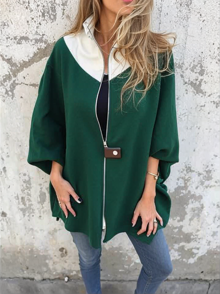 Francina - Fermoar Larg Guler Ridicat Haină