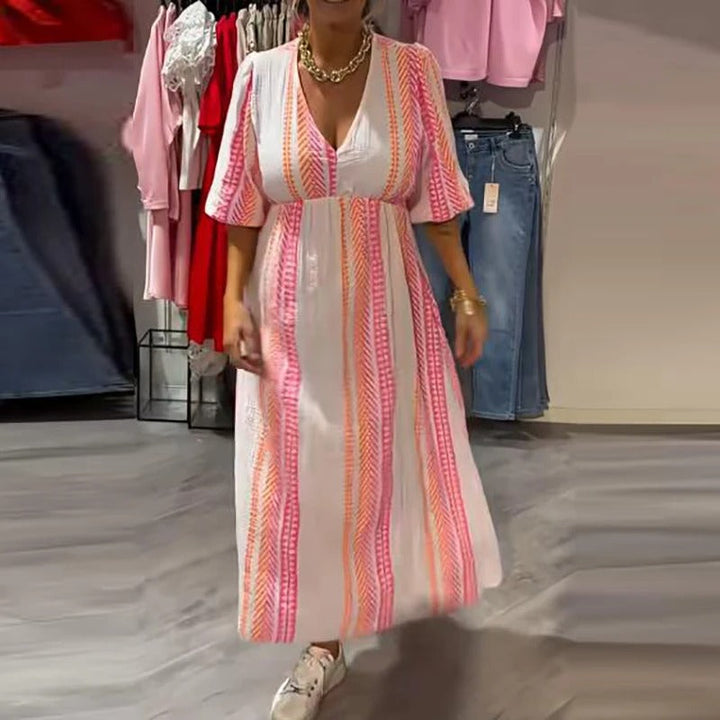 Annie - Rochie De Vară Din In Cu Decolteu In V