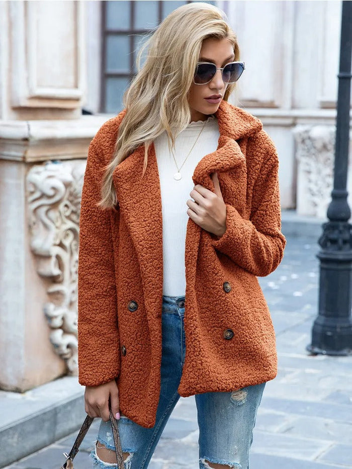 Mailys - Palton Teddy Cu Guler Din Blană De Miel