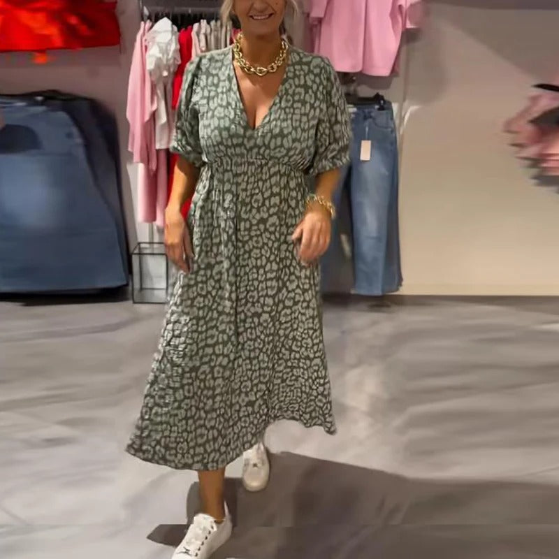Annie - Rochie De Vară Din In Cu Decolteu In V