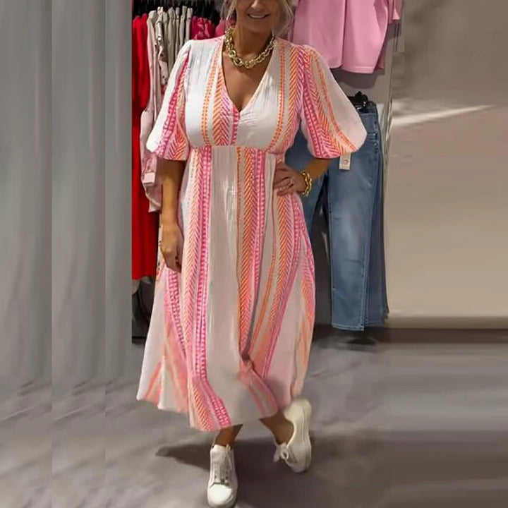 Annie - Rochie De Vară Din In Cu Decolteu In V