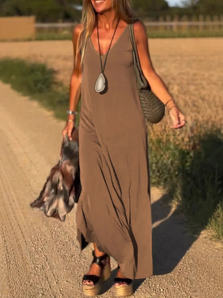 Evelyne - Rochie Lungă Fără Mâneci, Elegantă