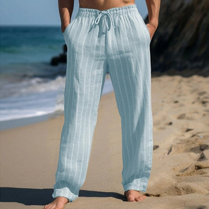 Boyan - Pantaloni Cu Talie Elastică Si Dungi, Respirabili