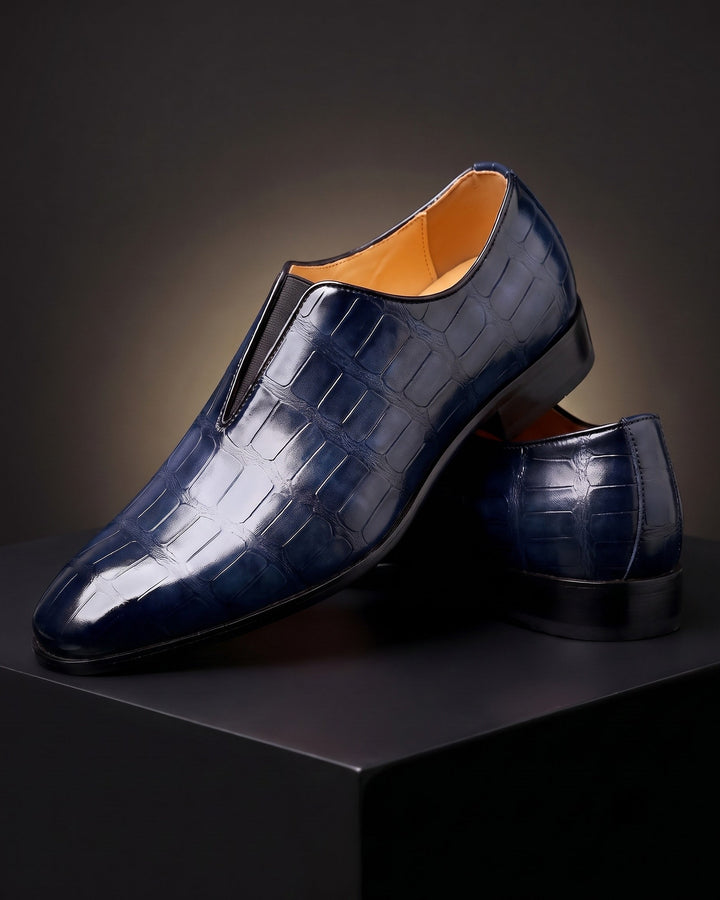 Amphon - Mocasini cu Textură de Crocodil și Model Fără șireturi