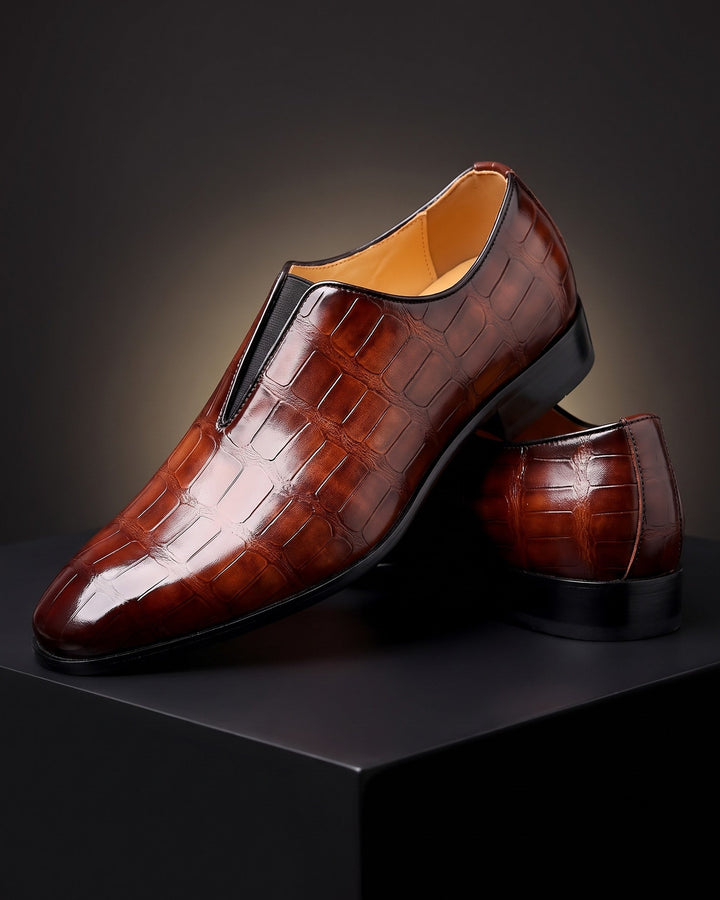 Amphon - Mocasini cu Textură de Crocodil și Model Fără șireturi