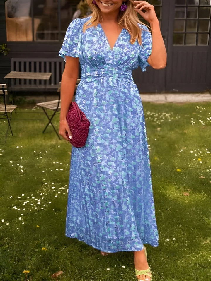 Sampaio – Rochie Elegantă Cu Decolteu în V și Imprimeu Floral