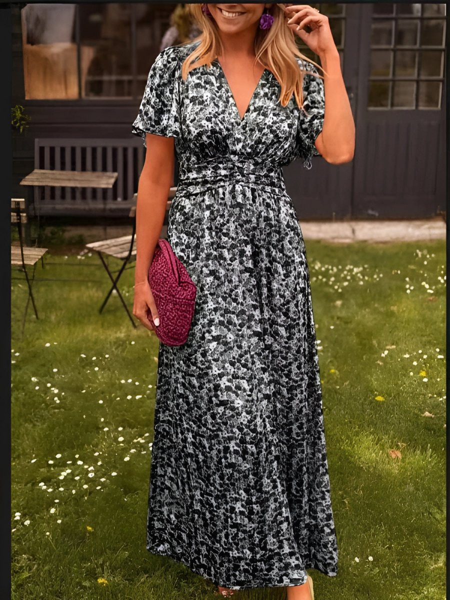 Sampaio – Rochie Elegantă Cu Decolteu în V și Imprimeu Floral