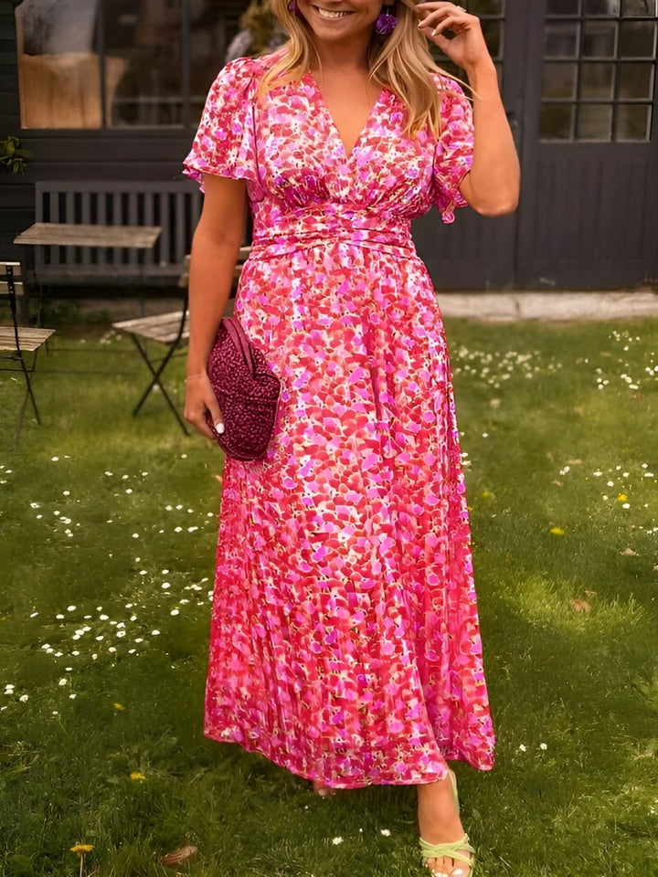 Sampaio – Rochie Elegantă Cu Decolteu în V și Imprimeu Floral