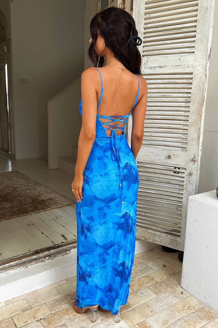 Jania - Rochie Lungă Fără Mâneci Cu Flori