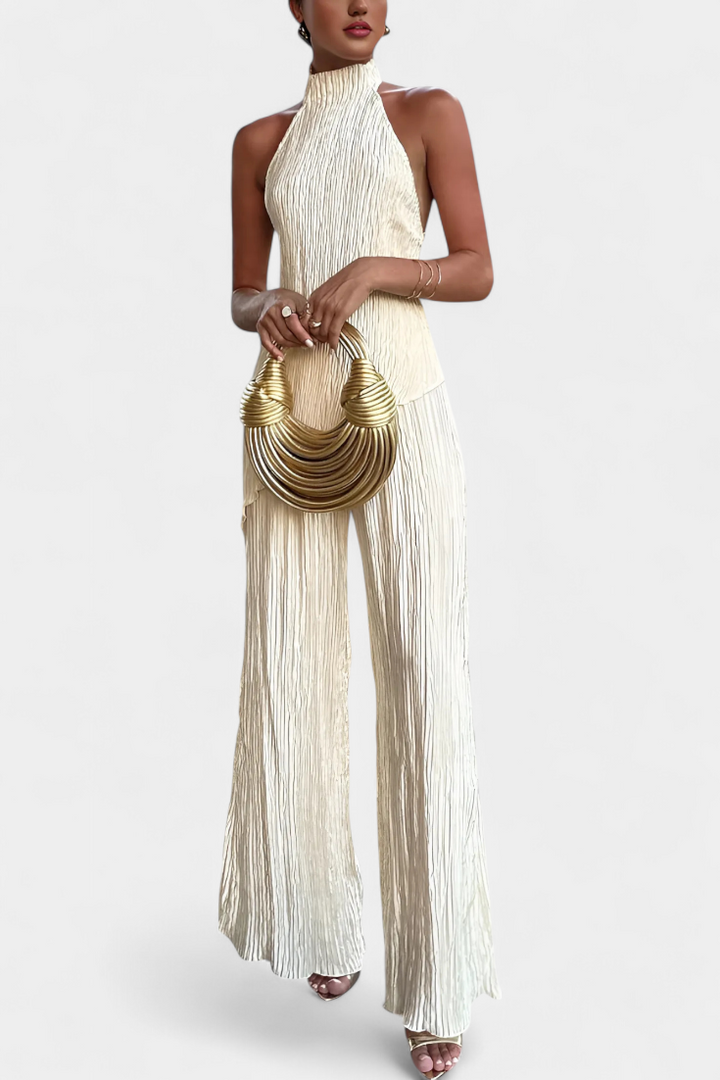 Lucindra - Top Si Pantaloni Asimetrici Plisați