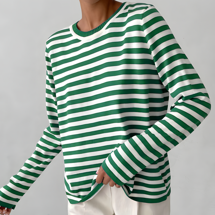 Quintina - Pulover Elegant Cu Mâneci Lungi Și Model Cu Dungi
