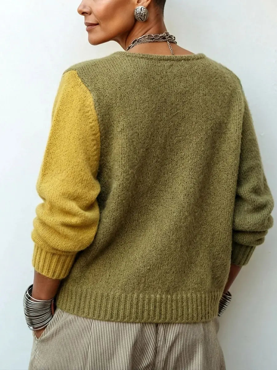 Lizana – Pulover Asimetric Din Tricot Cu Blocuri De Culoare