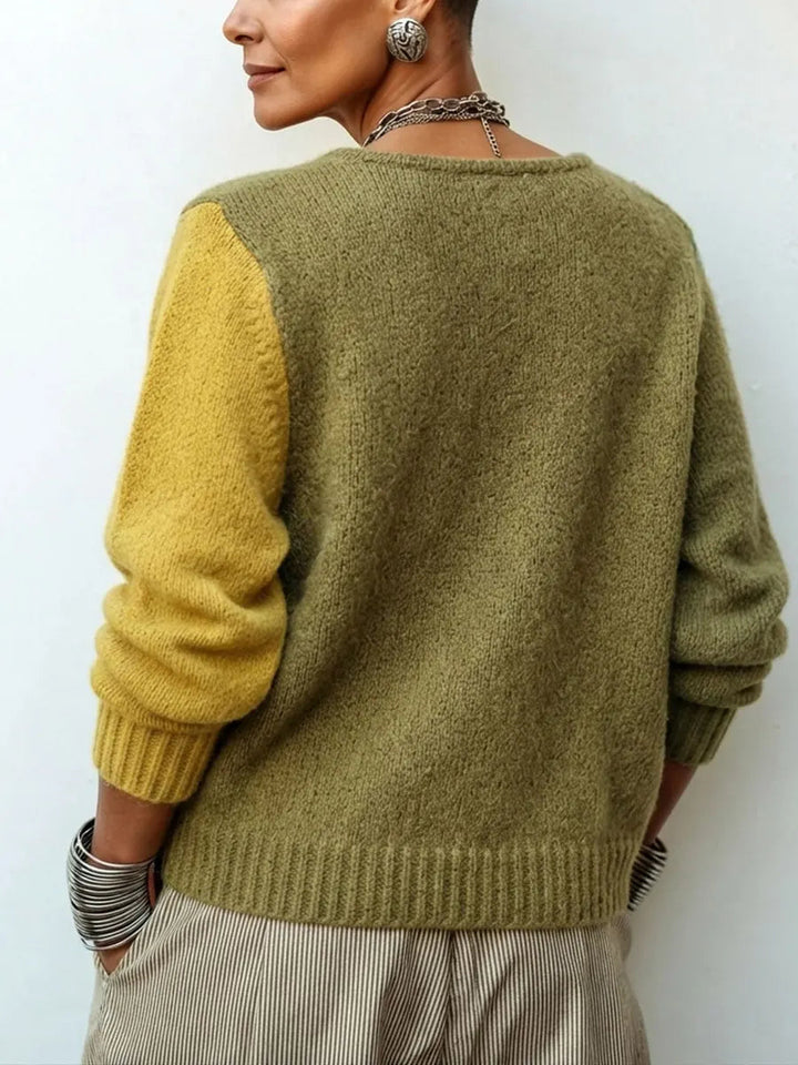 Lizana – Pulover Asimetric Din Tricot Cu Blocuri De Culoare