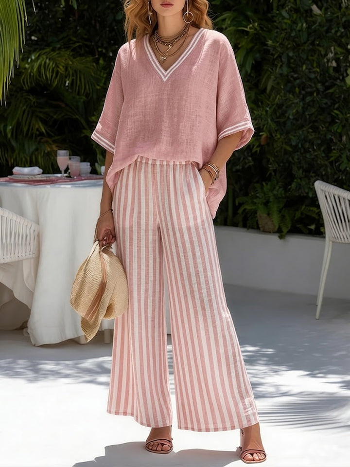 Rashika - Set Elegant și Lejer Din Bumbac și in cu Dungi