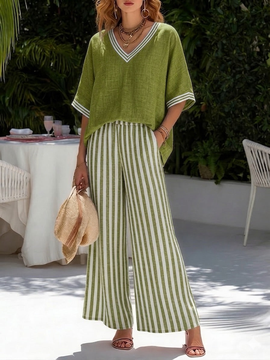 Rashika - Set Elegant și Lejer Din Bumbac și in cu Dungi