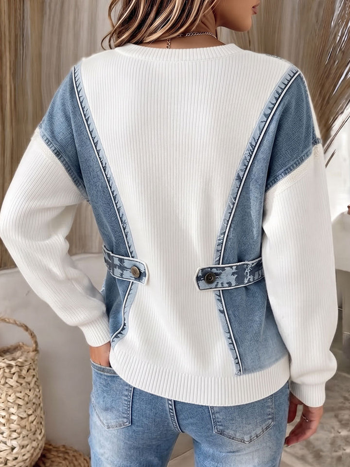 Benija - Pulover Casual Din Tricot Cu Imprimeu 3d În Stil Denim