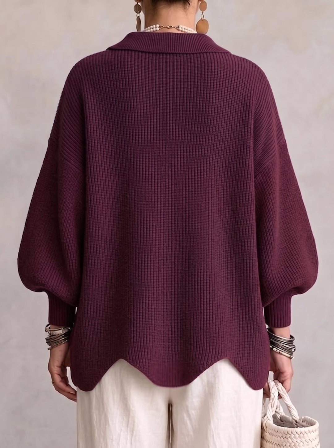 Shiryl – Cardigan Din Tricot cu Mâneci Lungi Guler și Nasturi