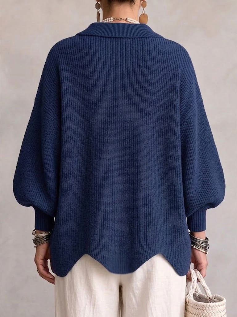 Shiryl – Cardigan Din Tricot cu Mâneci Lungi Guler și Nasturi