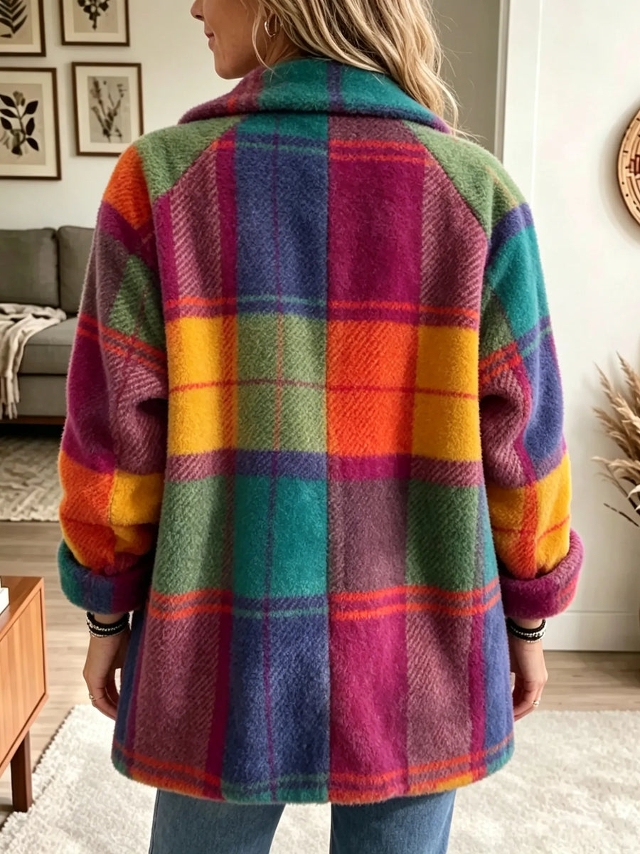 Noralia – Palton Cu Carouri Multicolore