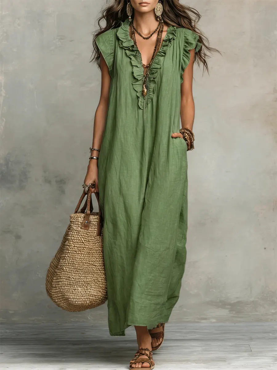 Uanavi - Rochie Lungă În Stil Boem Din in