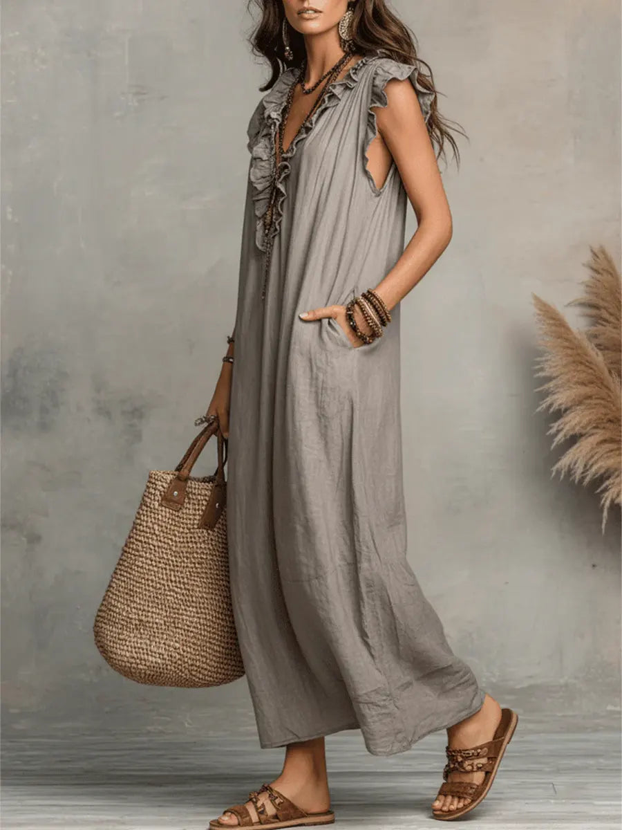 Uanavi - Rochie Lungă În Stil Boem Din in