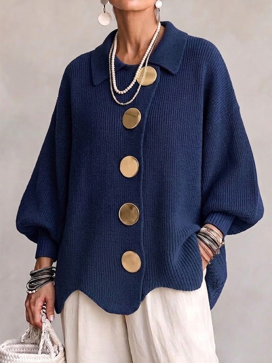 Kizzi - Cardigan Supradimensionat Cu Nasturi Aurii