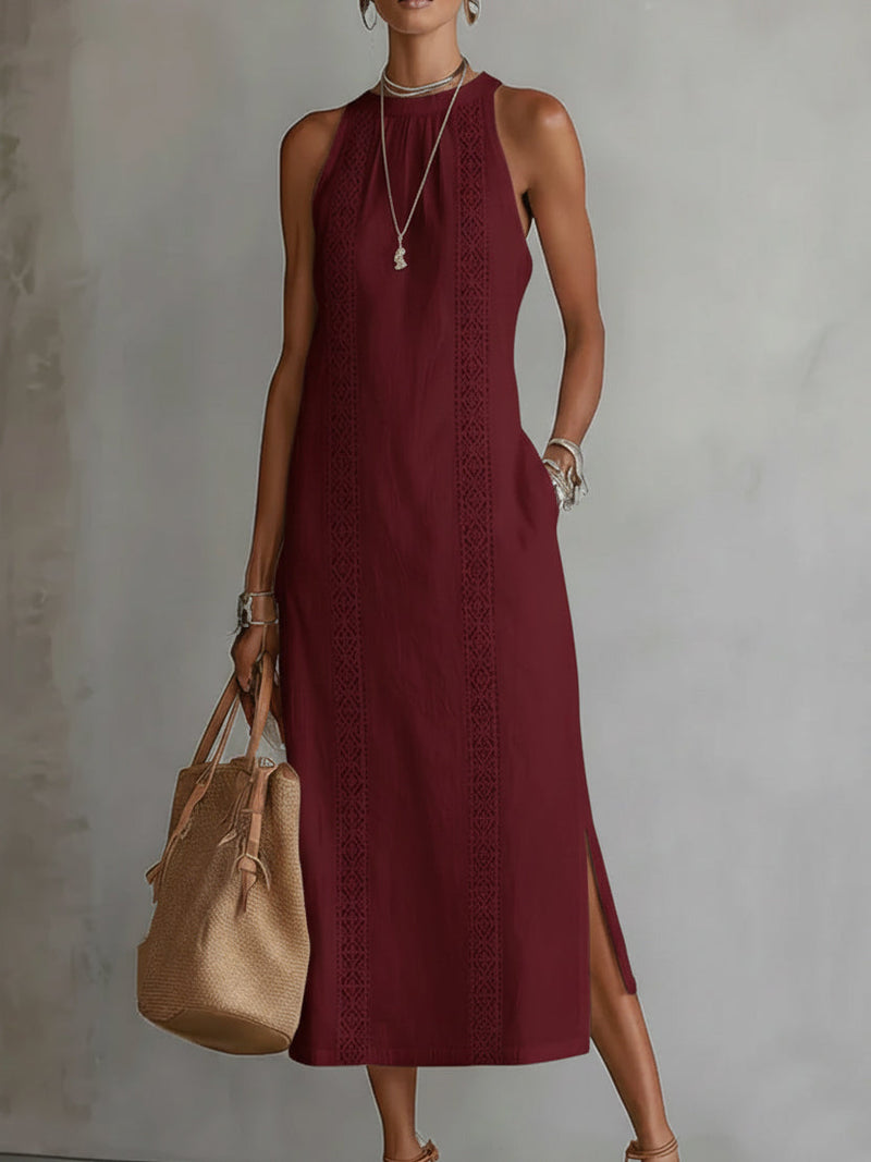 Devindi - Rochie Midi Din in cu Guler Mandarin