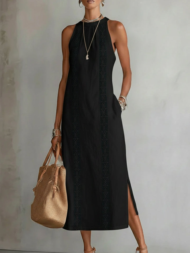 Devindi - Rochie Midi Din in cu Guler Mandarin