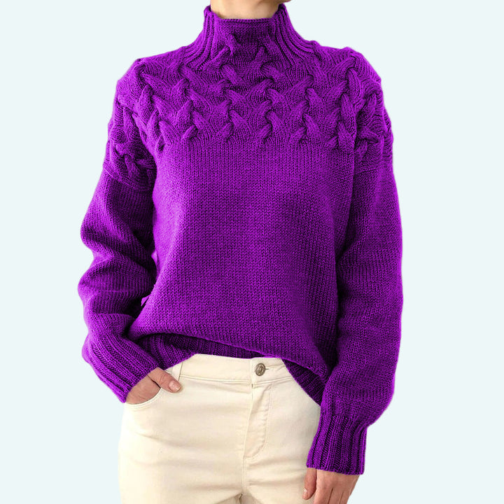 Farrah - Pulover Elegant Cu Guler înalt Tricotat