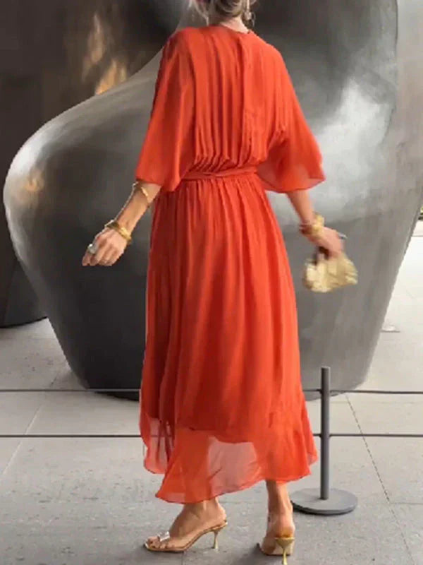 Ramilya - Rochie din Sifon cu Decolteu în V