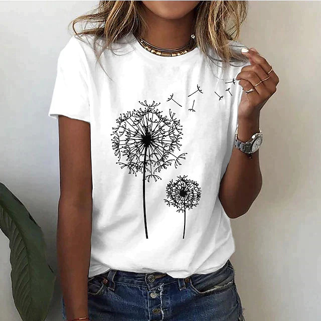 Rafaela - Tricou Elegant Cu Imprimeu Cu Păpădie