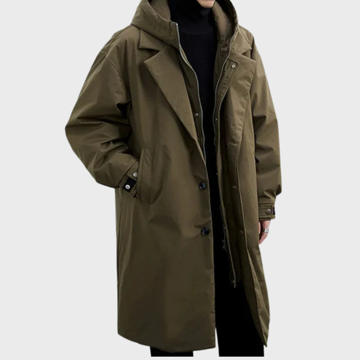 Krimz - Trench Cu Glugă Și Guler Cu Revere