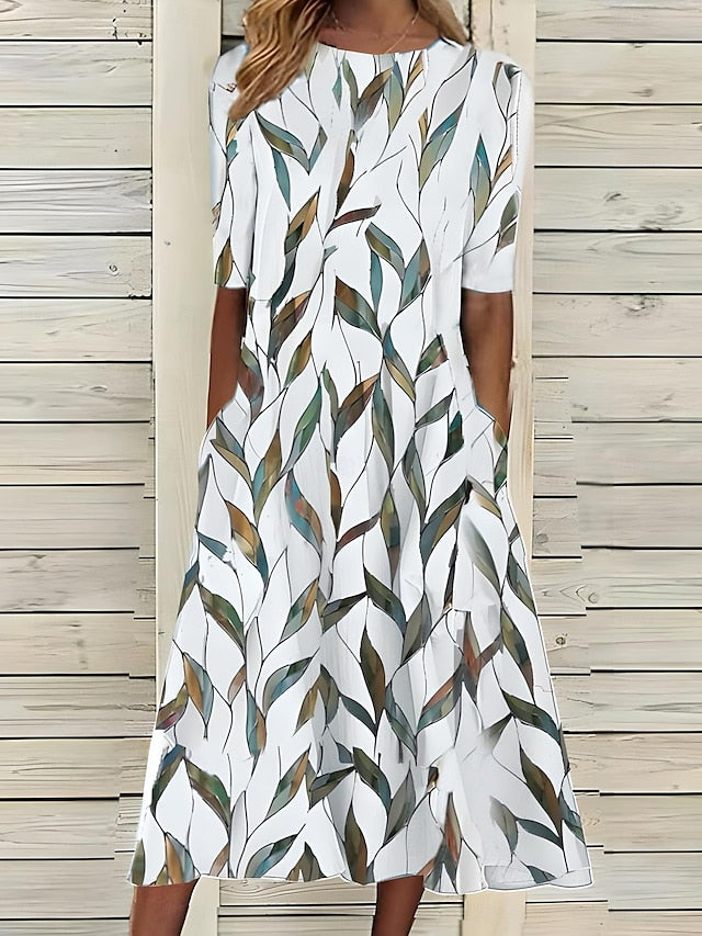 Malgorzata - Rochie Midi De Vară Cu Flori De Coastă