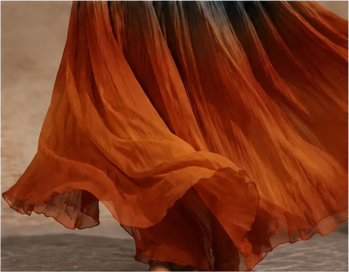Naeela – Rochie Lungă Cu Decolteu Halter/în V și Efect Ombre