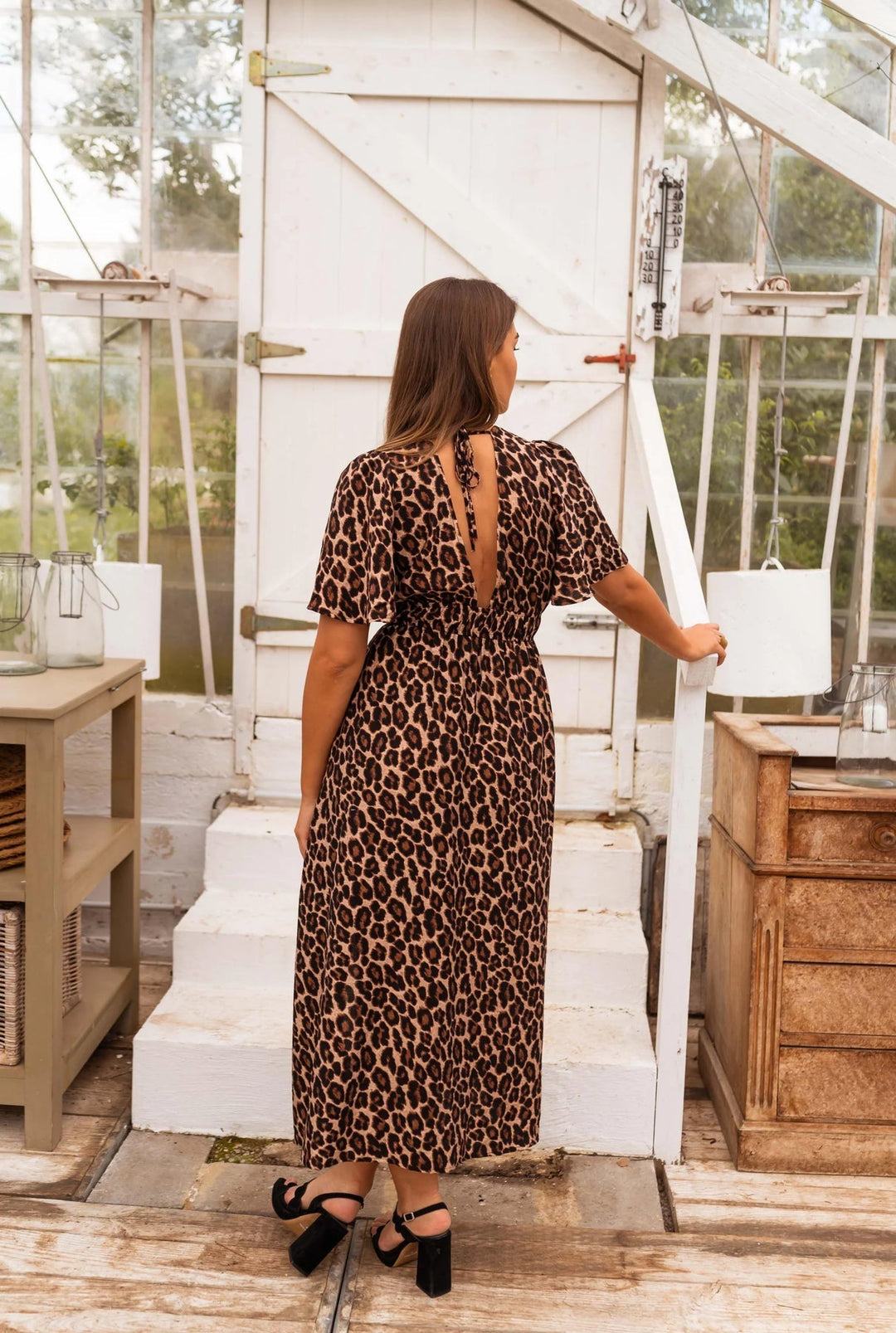 Coralie - Rochie Maxi Elegantă Cu Imprimeu Leopard