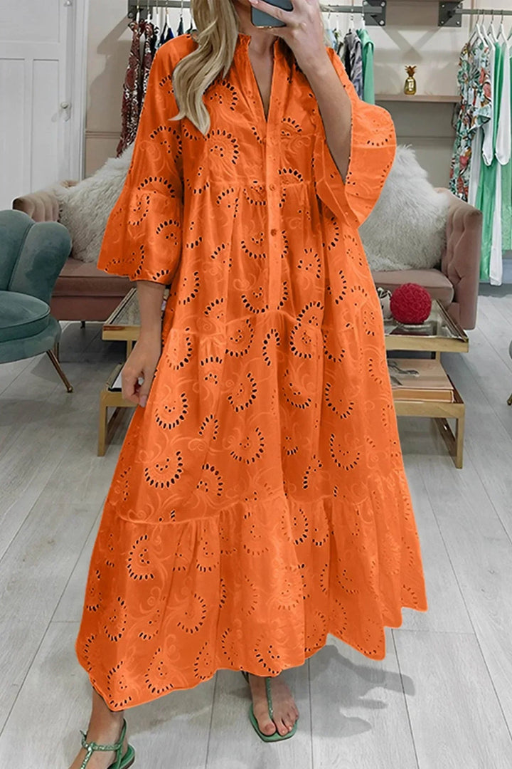 Gilma - Rochie Lungă Elegantă Cu Decolteu În V