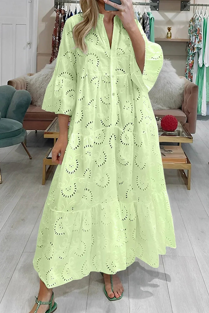 Gilma - Rochie Lungă Elegantă Cu Decolteu În V