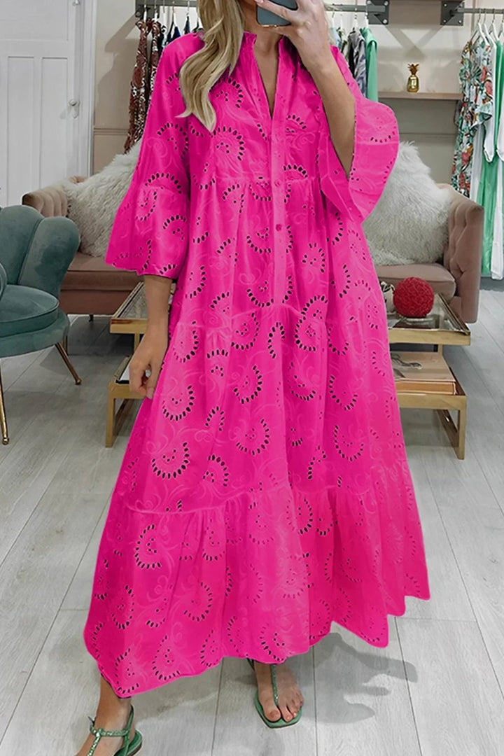 Gilma - Rochie Lungă Elegantă Cu Decolteu În V