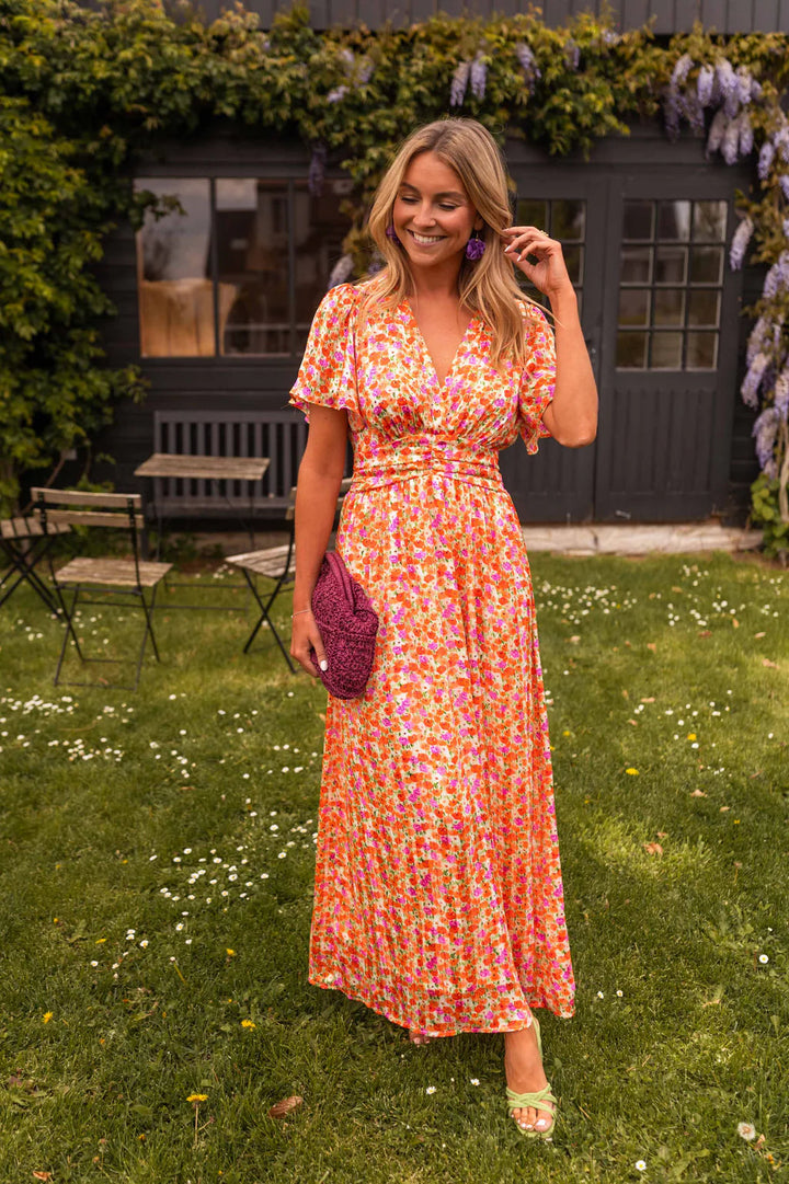 Sampaio – Rochie Elegantă Cu Decolteu în V și Imprimeu Floral