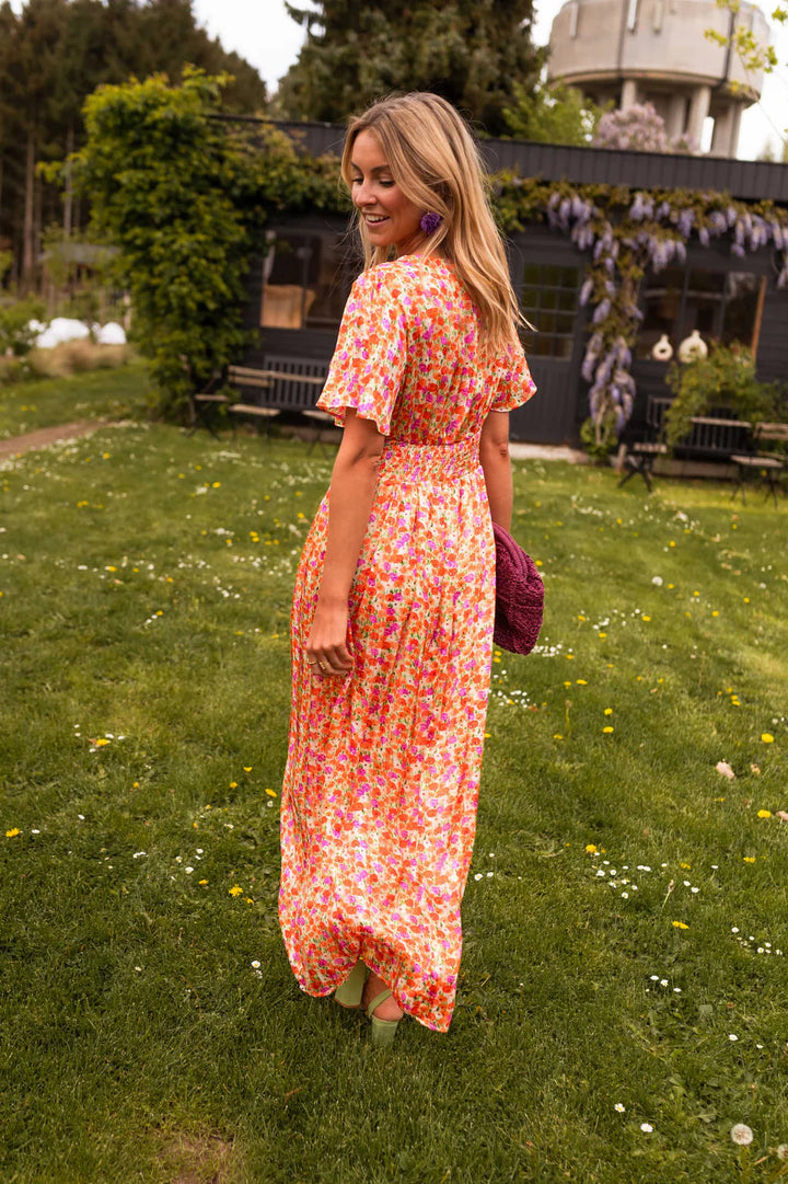 Sampaio – Rochie Elegantă Cu Decolteu în V și Imprimeu Floral