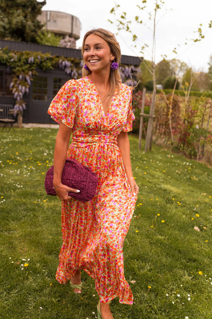 Sampaio – Rochie Elegantă Cu Decolteu în V și Imprimeu Floral